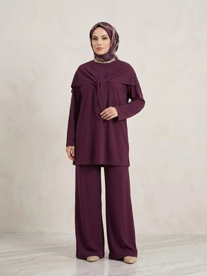 Foremia Pelerin Detay  Pantolonlu Pike Takım-Bordo -