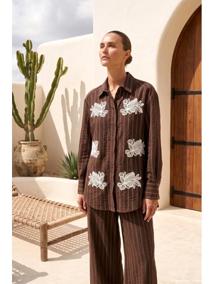 Missemramiss Linea Ricamota Pantolonlu Takım 5142 Kahverengi