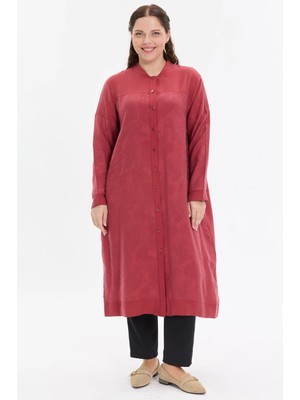 Kado Moda Hakim Yaka  Şerit Düğmeli Uzun Gömlek