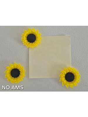 Hobibahçem 3D Baskı 3lü Ayçiçeği Magnet Seti - Dekoratif Buzdolabı ve Not Tutucu