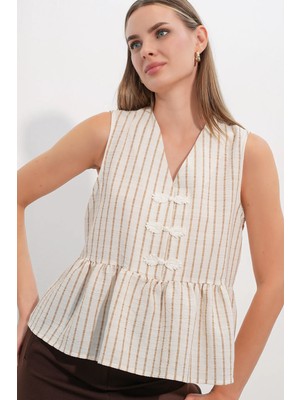 Hiccup Kadınlar Bdart Kadın Polyester Viskon Bluz Tozlu Beyaz