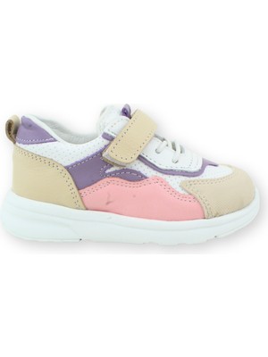 Nubebe Sneaker Hafif Tabanlı Yumuşak Kız Çocuk Ayakkabısı Bej-Pembe