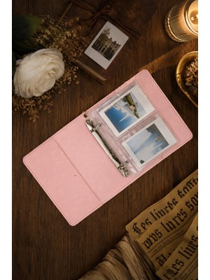 Mint Design Mini Fotoğraf Albümü - Instax Mini Uyumlu Halkalı Deri Görünümlü Binder Kpop - Charm Takılabilir