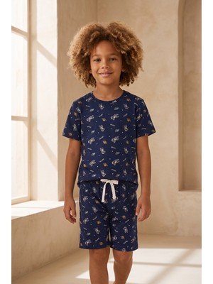 Bony Socks Uzay Desenli Çocuk Şortlu Pijama Takımı