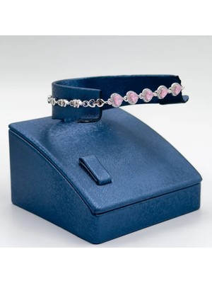 Livora Jewelry 925 Ayar Gümüş Pembe Kuvars Taşlı Kalp Kadın Bileklik
