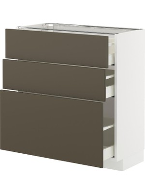 IKEA Modern Kahverengi Çekmeceli Alt Dolap 60X60 cm Iskandinav Tarzı Depolamalı Mutfak Dolabı - Ergonomik Sağlam Yapı Ahşap