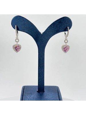 Livora Jewelry 925 Ayar Gümüş Pembe Kuvars Taşlı Sallamalı Kadın Küpe