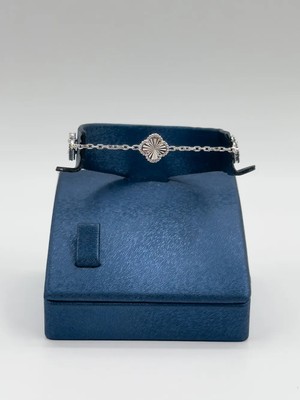 Livora Jewelry 925 Ayar Gümüş 3'li Şans Yoncası Taşsız Mini Kadın Bileklik