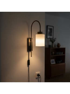 Bamyum Fişli Tiny Beyaz Cam Aplik Duvar Lambası Modern Otel Cafe Vintage Salon Yatak Odası Merdiven Retro