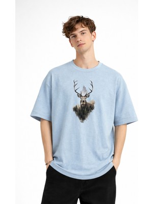 Ceki Home Deer - Oversize Erkek Tişört Bebek Mavisi