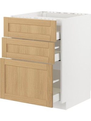 IKEA Modern Beyaz Ocak Alt Dolabı 60X60 cm Iskandinav Tarzı Depolamalı Mutfak Dolabı - Ergonomik Sağlam Yapı Ahşap