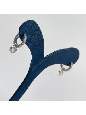 Livora Jewelry 925 Ayar Gümüş Zirkon Taşlı Kalp Halka Kadın Küpe