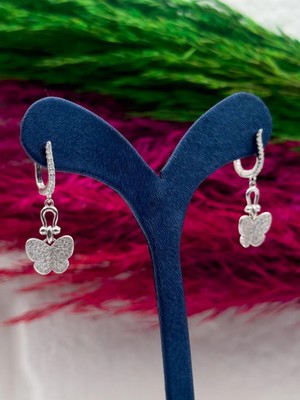 Livora Jewelry 925 Ayar Gümüş Zirkon Taşlı Kelebek Sallantılı Trend Özel Tasarım Kadın Küpe