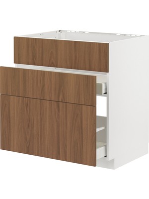 IKEA Modern Kahverengi Eviye Dolabı 60X60 cm Iskandinav Tarzı Depolamalı Mutfak Dolabı - Ergonomik Sağlam Yapı Ahşap