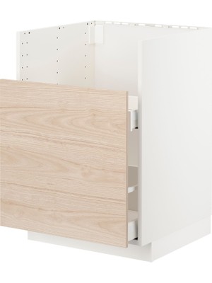 IKEA Modern Beyaz Eviye Dolabı 60X60 cm Iskandinav Tarzı Depolamalı Mutfak Dolabı - Ergonomik Sağlam Yapı Ahşap