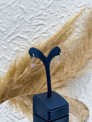 Livora Jewelry 925 Ayar Gümüş Pembe Kuvars Taşlı Lotus Kadın Küpe