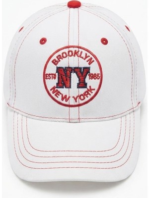 Clodi 3-7 Yaş Çocuk Kırmızı Beyaz New York Baskılı Beyzbol Şapka Çocuk Kep