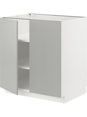 IKEA Modern Gri Kapaklı Alt Dolap 60X60 cm Iskandinav Tarzı Depolamalı Mutfak Dolabı - Ergonomik Sağlam Yapı Ahşap