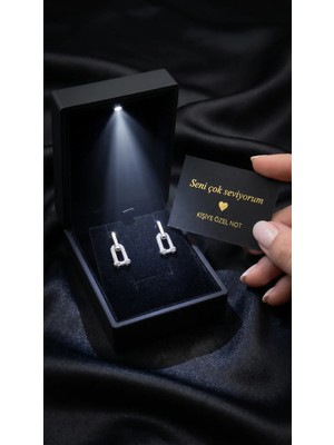 Livora Jewelry 925 Ayar Gümüş Zirkon Taşlı Geometrik Formlu Modern Kadın Küpe Işıklı Hediye Kutulu