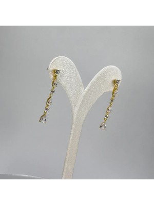 Livora Jewelry 925 Ayar Gümüş Zirkon Taşlı Tektaş Damla Kadın Küpe