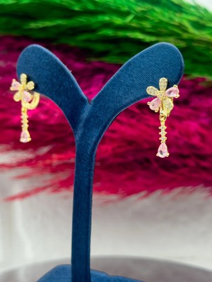 Livora Jewelry 925 Ayar Gümüş Gold Kaplama Sallantılı Damla Popüler Kadın Küpe