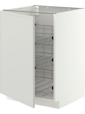IKEA Modern Gri Kapaklı Alt Dolap 60X60 cm Iskandinav Tarzı Depolamalı Mutfak Dolabı - Ergonomik Sağlam Yapı Ahşap