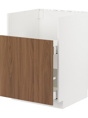 IKEA Modern Kahverengi Eviye Dolabı 60X60 cm Iskandinav Tarzı Depolamalı Mutfak Dolabı - Ergonomik Sağlam Yapı Ahşap
