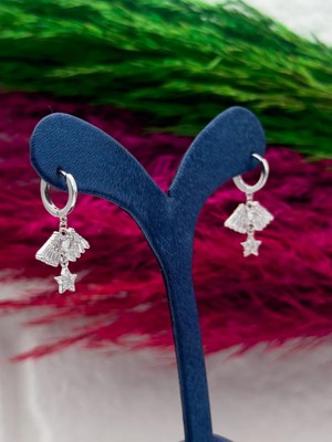 Livora Jewelry 925 Ayar Gümüş Zirkon Taşlı Melek Kanadı Yıldız Zarif Özel Tasarım Kadın Küpe