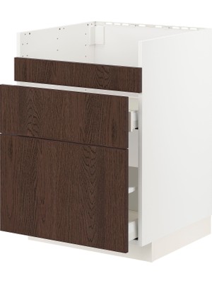IKEA Modern Kahverengi Eviye Dolabı 60X60 cm Iskandinav Tarzı Depolamalı Mutfak Dolabı - Ergonomik Sağlam Yapı Ahşap