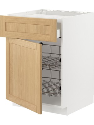 IKEA Modern Beyaz Ocak Alt Dolabı 60X60 cm Iskandinav Tarzı Depolamalı Mutfak Dolabı - Ergonomik Sağlam Yapı Ahşap