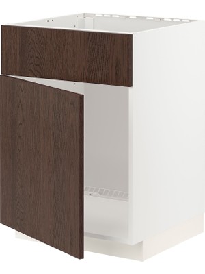 IKEA Modern Kahverengi Eviye Dolabı 60X60 cm Iskandinav Tarzı Depolamalı Mutfak Dolabı - Ergonomik Sağlam Yapı Ahşap