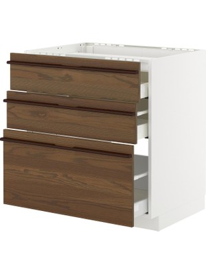 IKEA Modern Kahverengi Ocak Alt Dolabı 60X60 cm Iskandinav Tarzı Depolamalı Mutfak Dolabı - Ergonomik Sağlam Yapı Ahşap