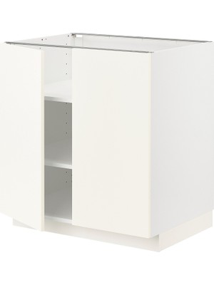 IKEA Modern Beyaz Kapaklı Alt Dolap 60X60 cm Iskandinav Tarzı Depolamalı Mutfak Dolabı - Ergonomik Sağlam Yapı Ahşap
