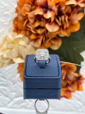 Livora Jewelry 925 Ayar Gümüş Pırlanta Montür Baget Kesim Zirkon Taşlı Katmanlı Iri Boy Kadın Yüzük