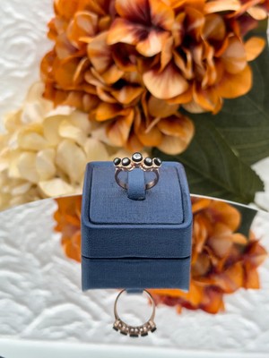 Livora Jewelry 925 Ayar Gümüş Rose Gold Kaplama Elmas Montür Zirkon Taşlı Beştaş Otantik Kadın Yüzük