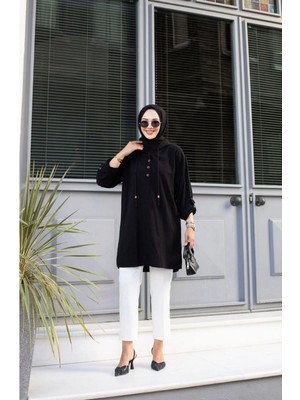 Afili Butik Mevsimlik Ön Boğaz Düğmeli Tunik