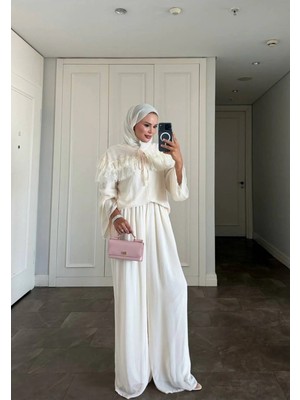 Afili Butik Dantel Detaylı Fırfırlı Ikili Takım | Standart Beden