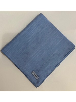 Vakko Monogram Pamuk Ipek Eşarp 3000655-BEBE Mavi