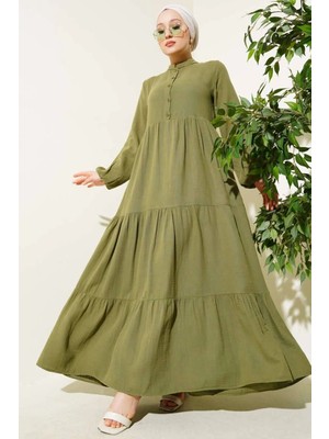 Afili Butik Ön Düğmeli Hakim Yakali Elbise
