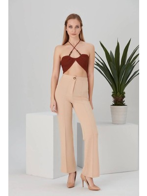 Afili Butik Ön Çimalı Ispanyol Paçalı Pantolon