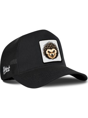 BlackBörk Kirpi Logolu Siyah Trucker Şapka