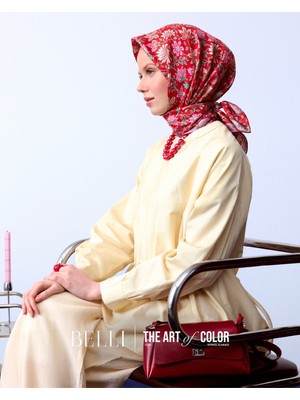 Belli Twill Ipek Eşarp Kırmızı, Pembe