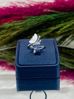 Livora Jewelry 925 Ayar Gümüş Sedef Taşlı Spor Popüler Özel Tasarım Kadın Yüzük