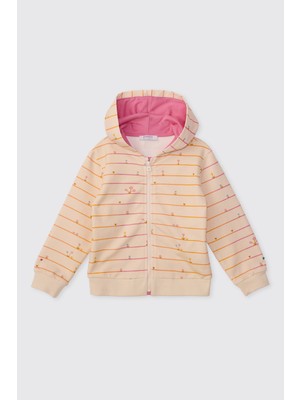Panço Kız Bebek Fermuarlı Bej Sweatshirt