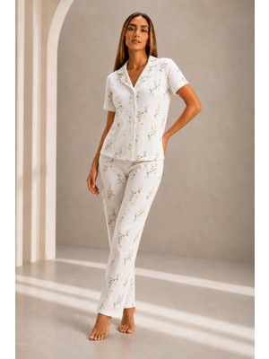 Fit Women Kadın Kısa Kol Rahat Kalıp Şık Çok Renkli Pijama Takımı