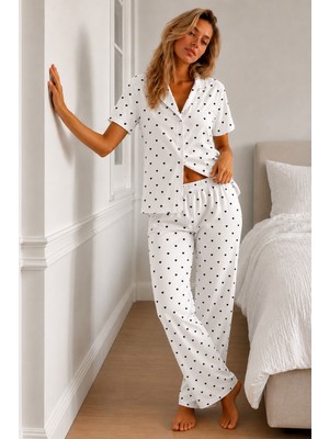 Fit Women Kadın Loose Kalıp Pamuklu Kar Beyaz Pijama Takımı