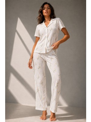 Fit Women Kadın Klasik Doğal Düğme Gece Çok Renkli Pijama Takımı