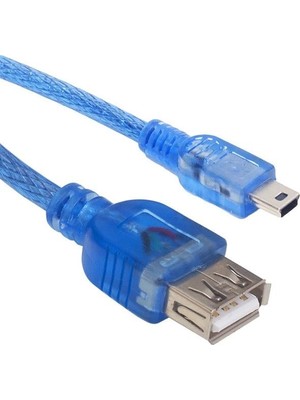 USB 5 Pin Erkek-Usb Dişi 30 cm Şeffaf Ipod Kablosu
