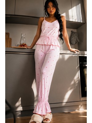 Fit Women Kadın Homewear Tüylenmez Ikili Pembe Pijama Takımı