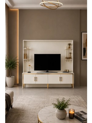 Enluso Alyans Gold Lcd Tv Sehpa üst fonlu 200 Cm